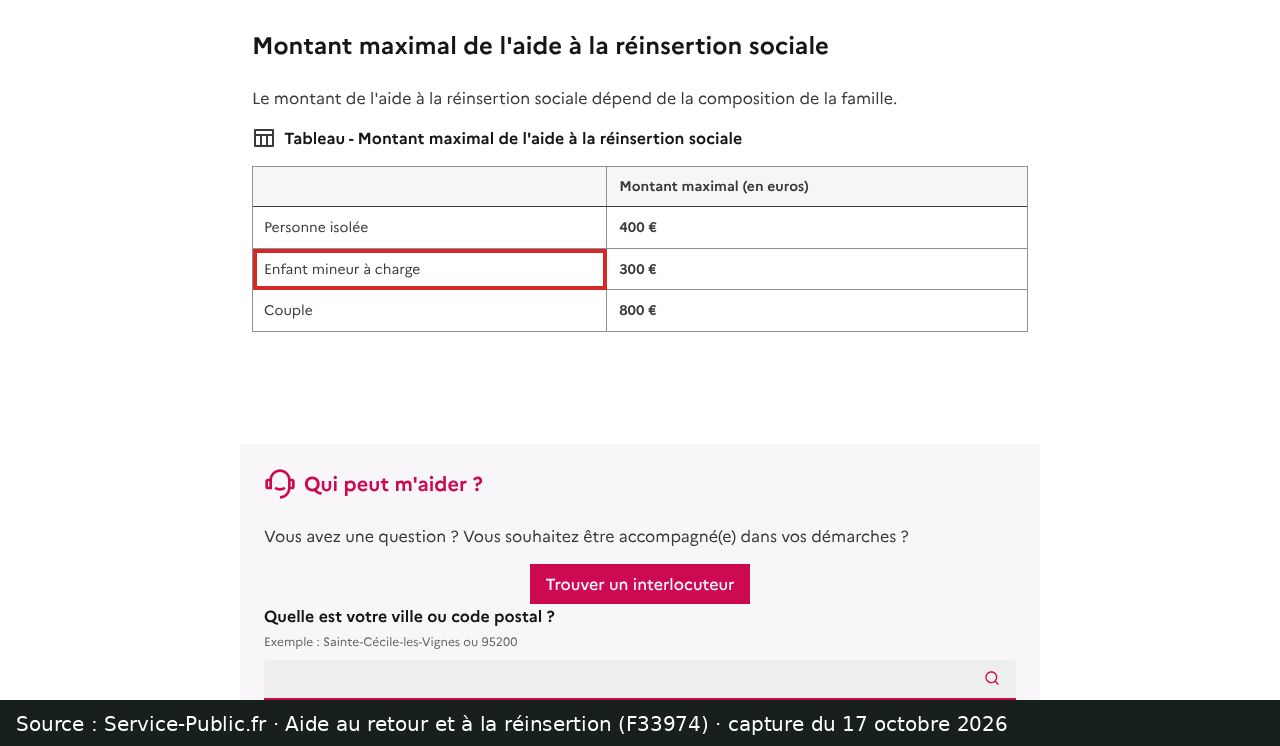 Capture d’écran de la fiche Service-Public F33974 : passage encadré « Enfant mineur à charge »