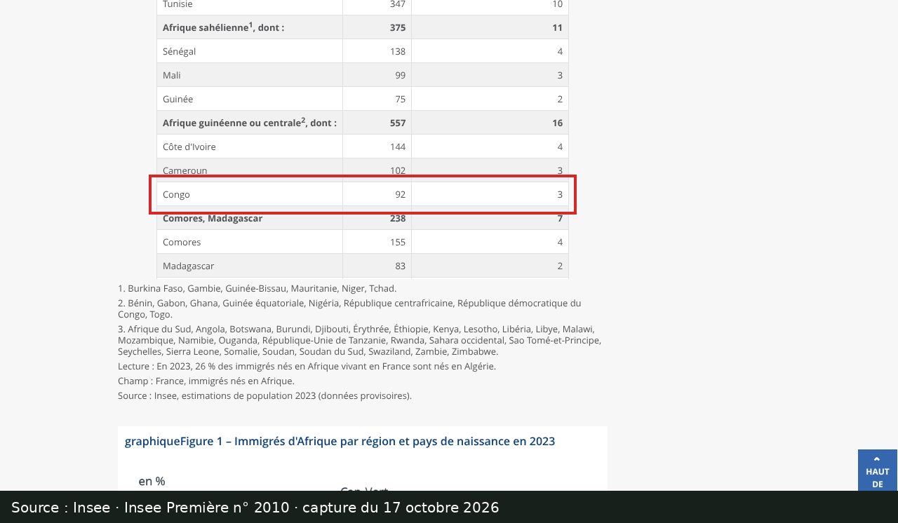 Capture d’écran de la publication Insee Première n° 2010 : passage encadré « Congo 92 3 »